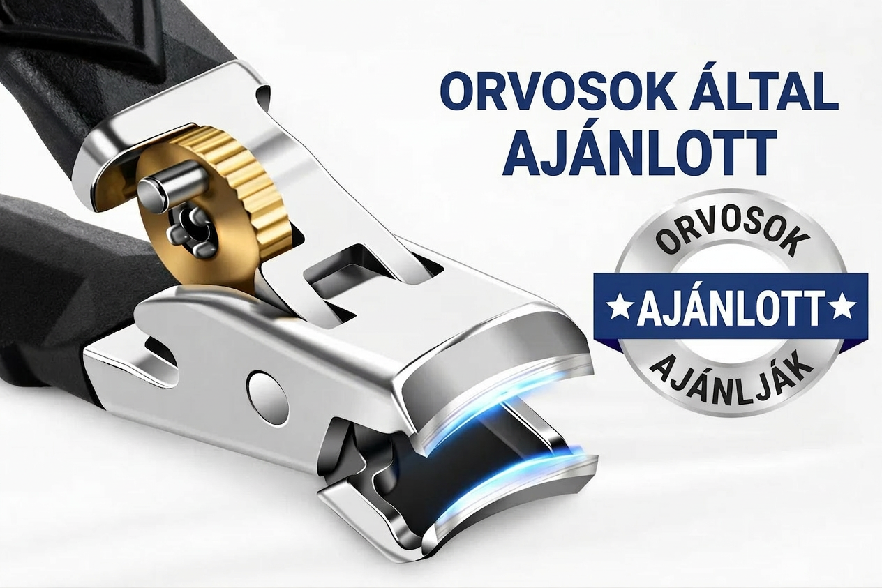VeraNooks OrthoClip™ – professzionális körömvágó olló, ideális idősek, cukorbetegek, hátfájással vagy ízületi gyulladással küzdők számára.