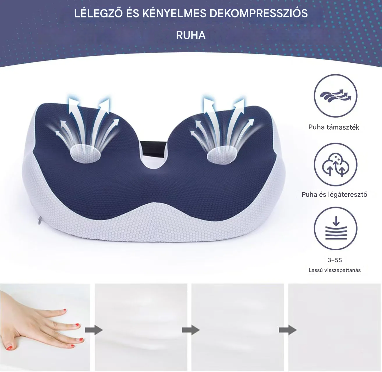 VeraNooks ErgoSeat Memory Foam Seat Cushion – ergonomikus párna a mindennapi kényelmes üléshez