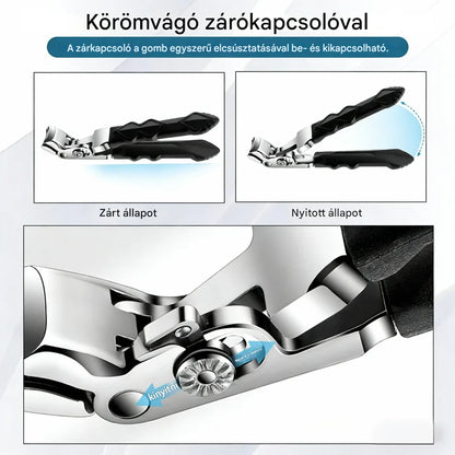 VeraNooks OrthoClip™ – professzionális körömvágó olló, ideális idősek, cukorbetegek, hátfájással vagy ízületi gyulladással küzdők számára.