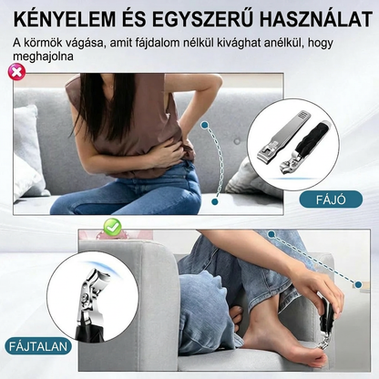 VeraNooks OrthoClip™ – professzionális körömvágó olló, ideális idősek, cukorbetegek, hátfájással vagy ízületi gyulladással küzdők számára.
