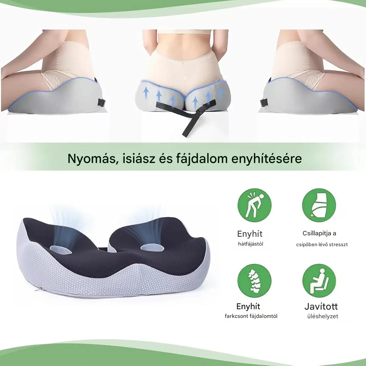 VeraNooks ErgoSeat Memory Foam Seat Cushion – ergonomikus párna a mindennapi kényelmes üléshez