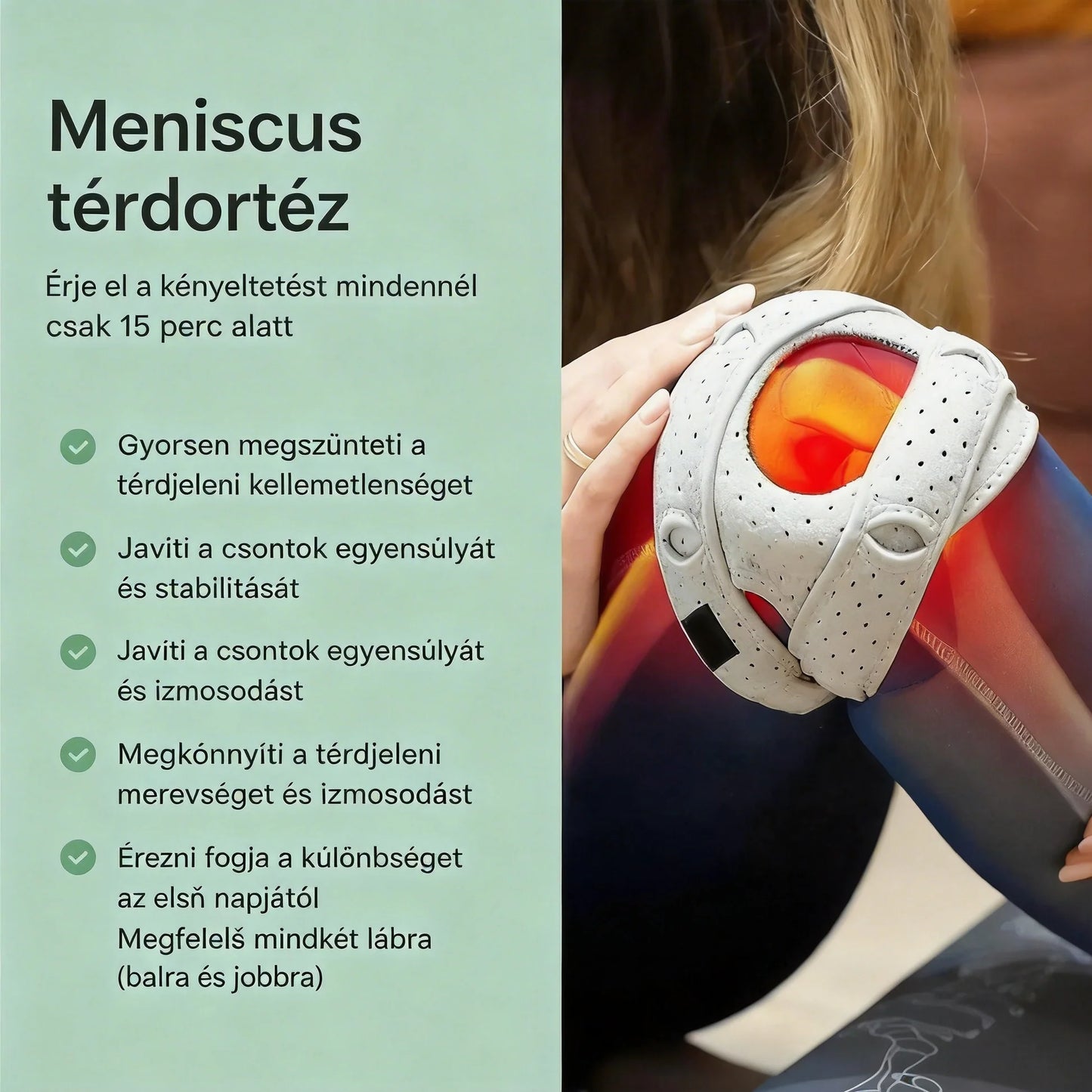 VeraNooks™ 3D állítható térdkalács rögzítő (Megjegyzés: egy rendelés két darabot tartalmaz – bal és jobb térdre)